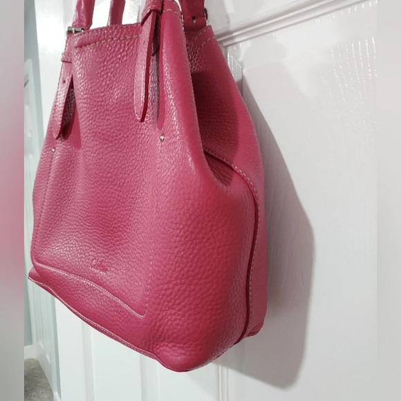 Cole Hann Raleigh Raspberry Pink Soft Pebbled Leather Shoulder Bag - Picture 9 of 13